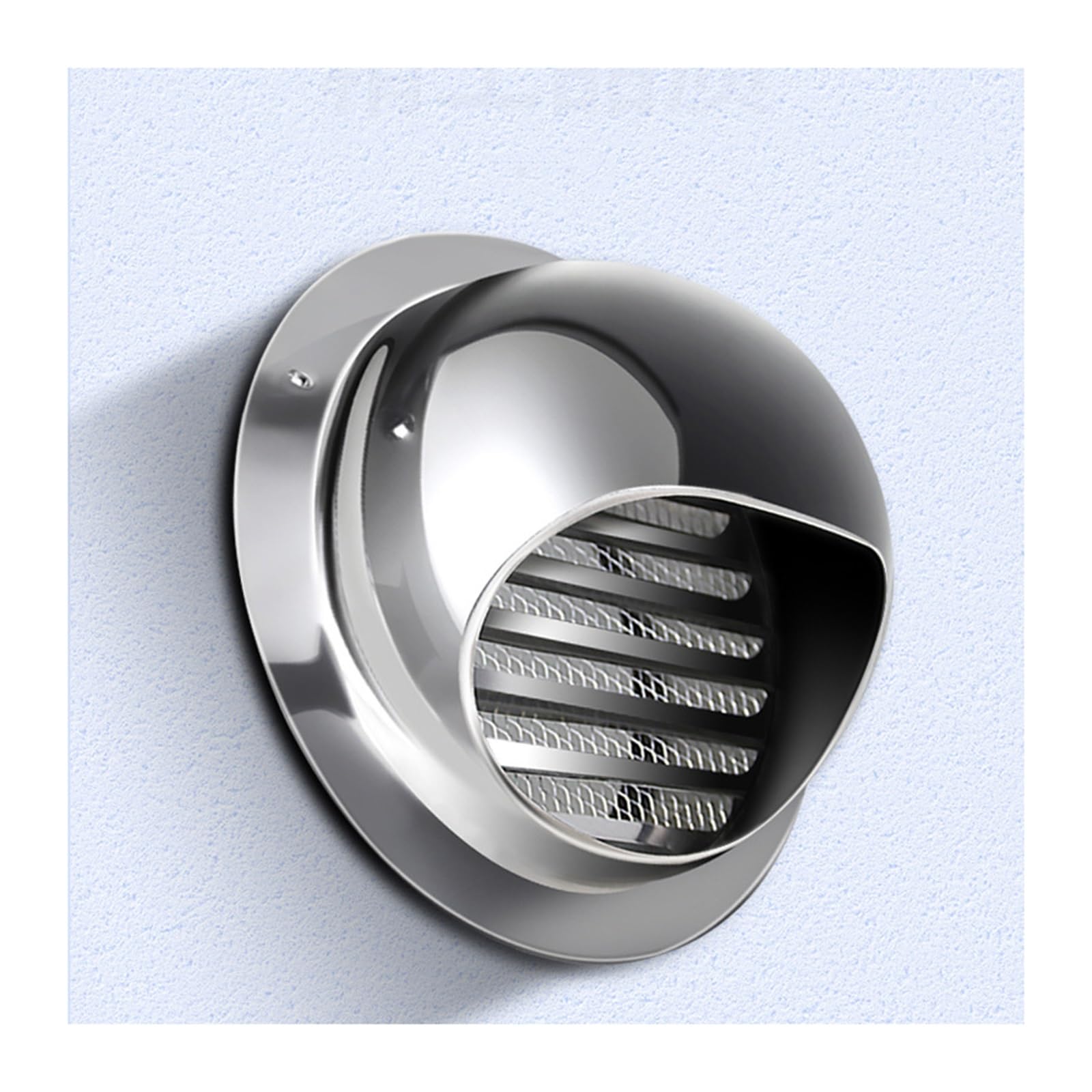 Cubierta de ventilación acero inoxidable 60mm redonda con rejilla externa para salida de pared