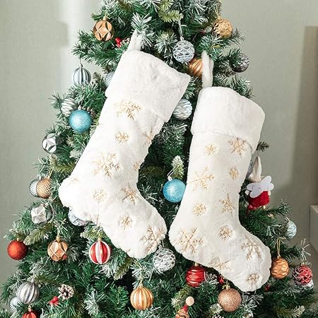 White plush christmas stockings Clearance