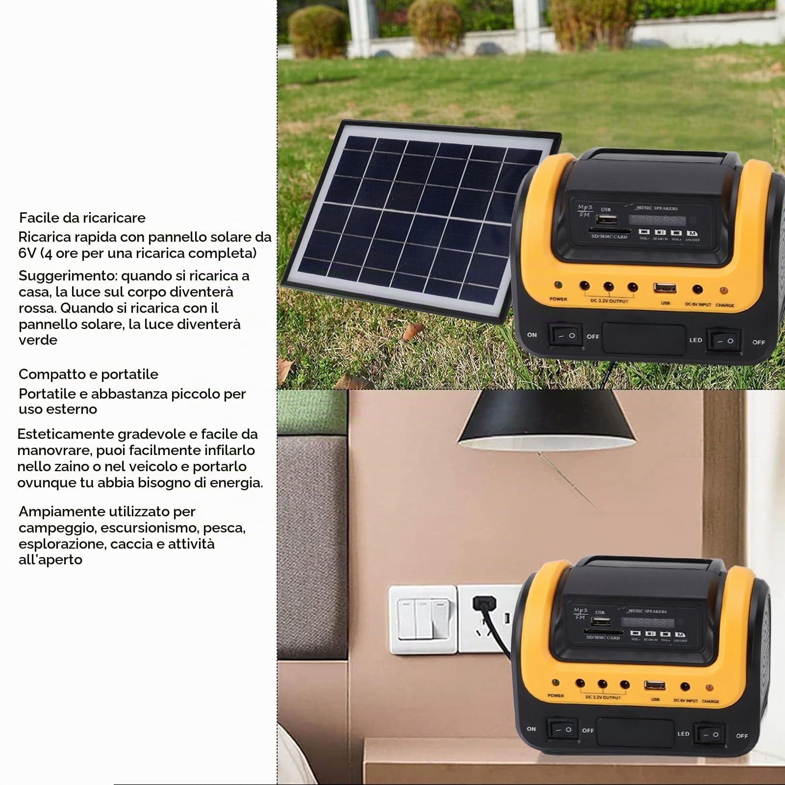 Generatore Solare da Esterno Centrale Elettrica Portatile 5000mAh, Generatore di Energia Solare con Pannello Solare per Emergenza in Campeggio, Adatto a Casa, Viaggi, Campeggio,