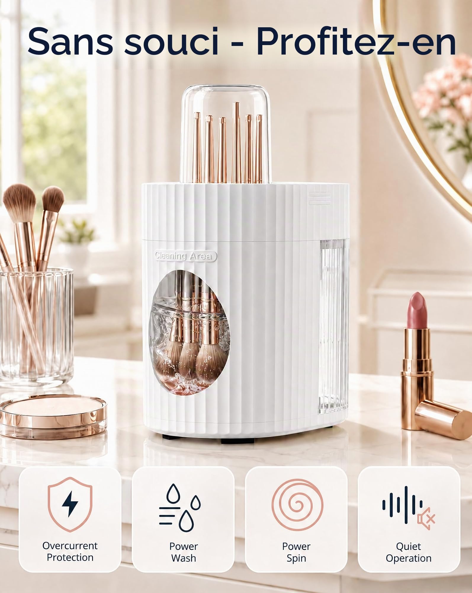 3 en 1 Nettoyeur & Sècheur Pinceaux de Maquillage électrique, Appareil de Nettoyage en Profondeur Automatique avec Connexion USB, Rapides et Portables pour Plupart des Tailles de Pinceaux