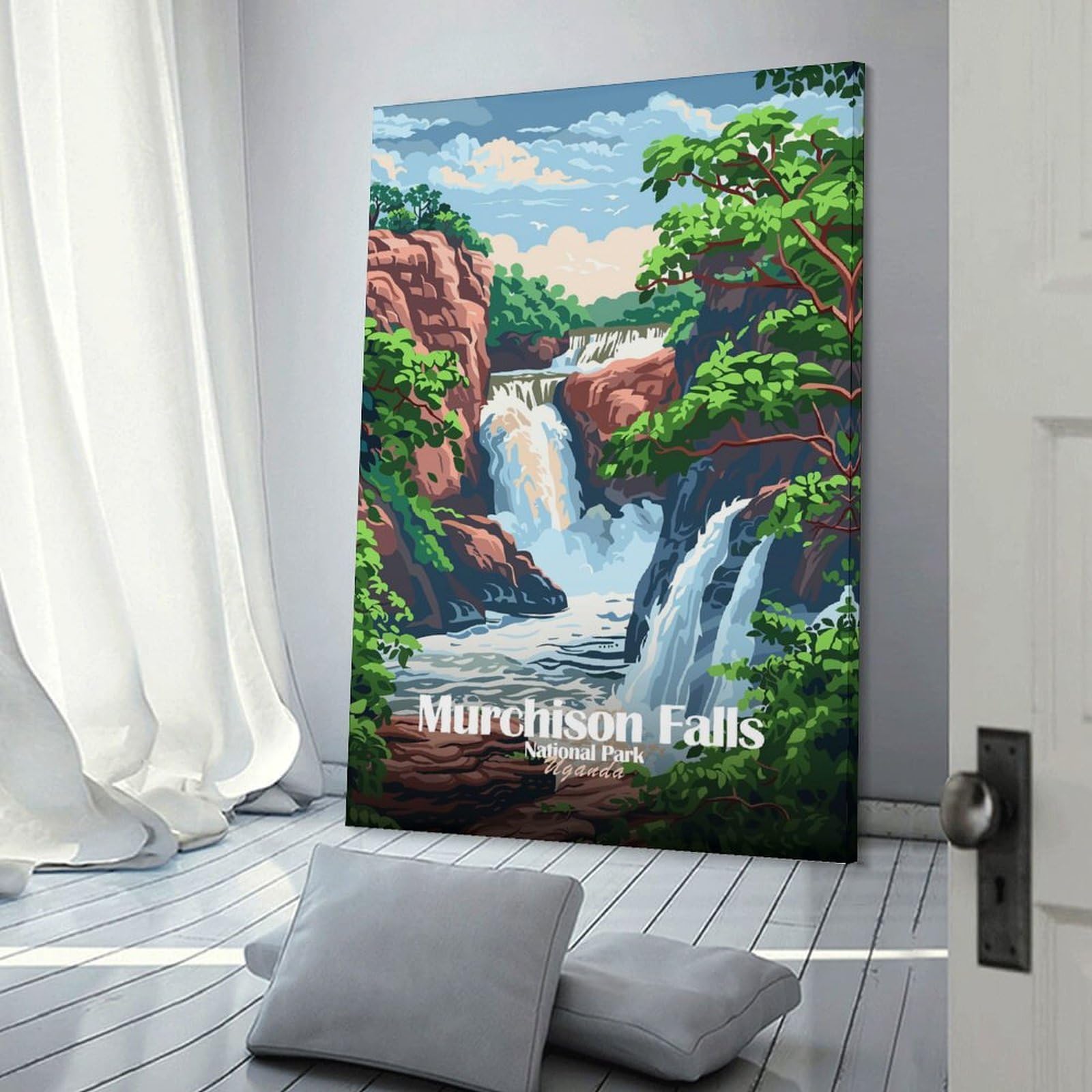 Junmoney Murchison Falls National Park Uganda Canvas Art Print 24x36inch(60x90cm), for Entrance Spaces, Stair Walls Or Halls, Wall Decor to Refresh Empty Corners