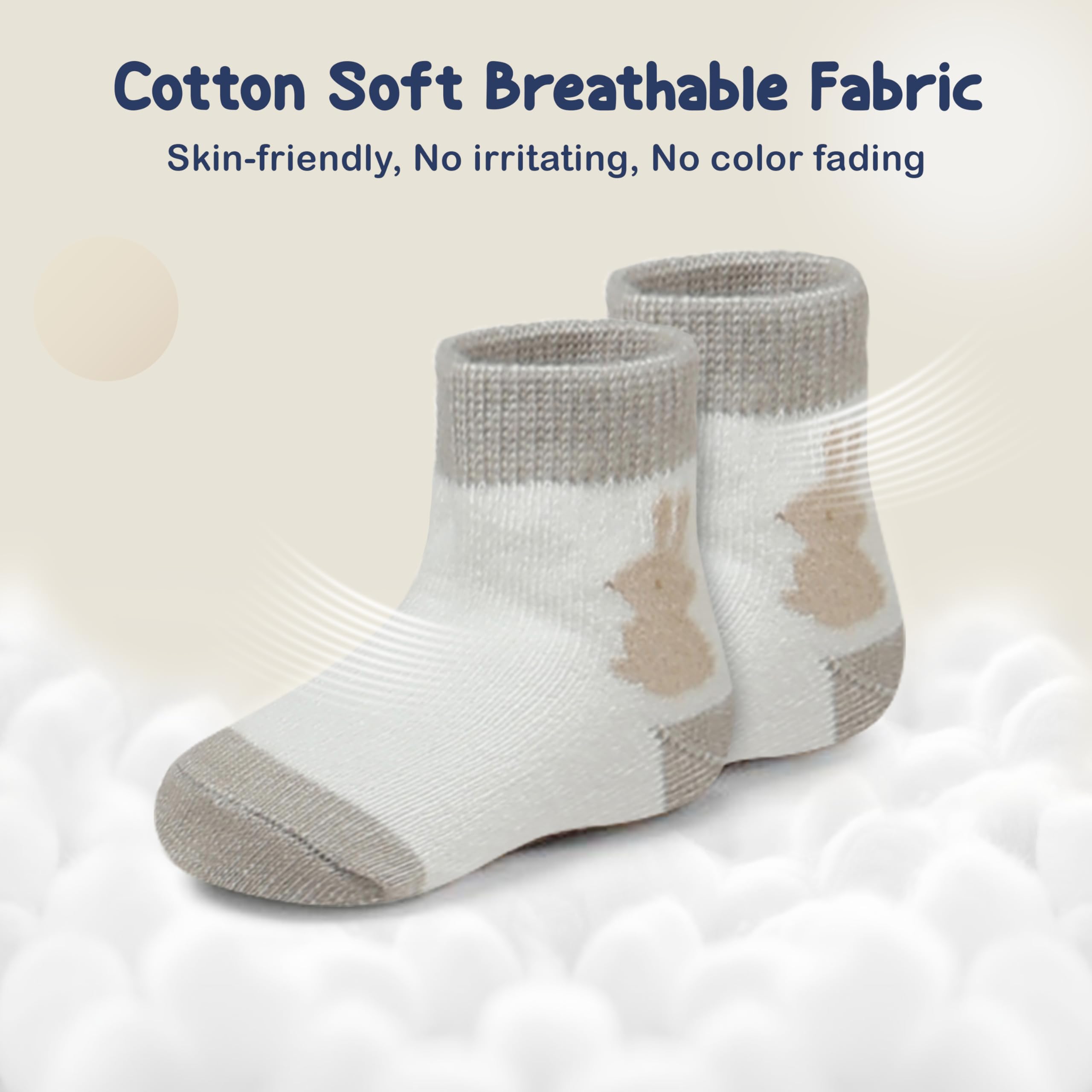 Mother's Choice Lot de 12 paires de chaussettes antidérapantes en coton bio pour bébé de 6 à 12 m