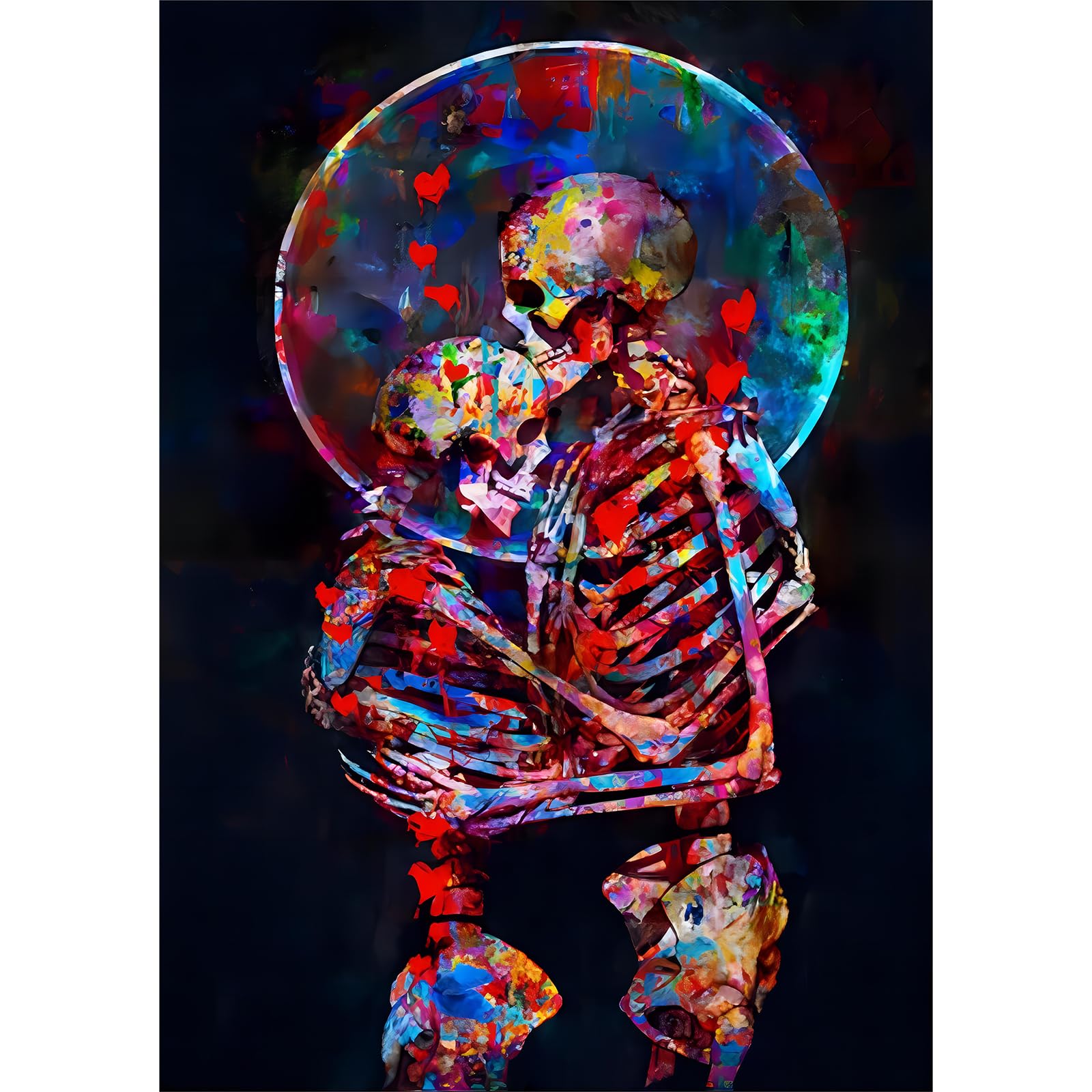 Roninkier Skeleton Lover UV Tapestry Black Light Wall Cloth, Psychedelic Aesthetic The Kissing Lovers Tapestry Wall Hanging for Bedroom Living Room (Skeleton Lover 1, 230 x 180cm)