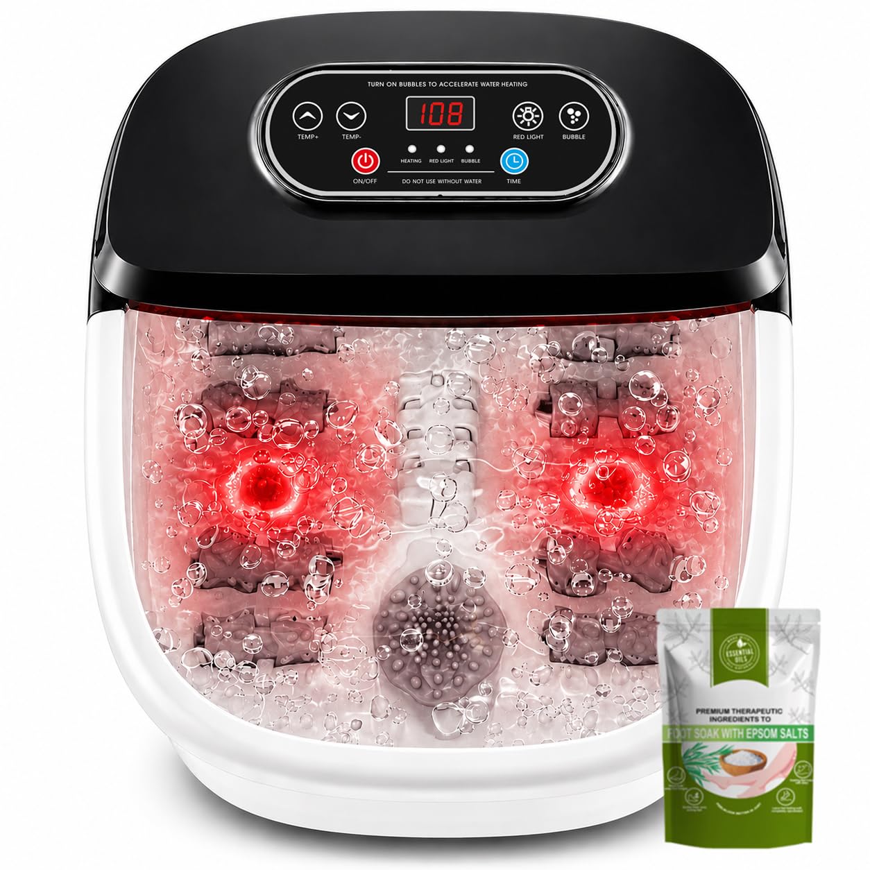 Photo 1 of RIGHTMELL Foot Spa with Heat, Red Light, Bubbles, Rollers