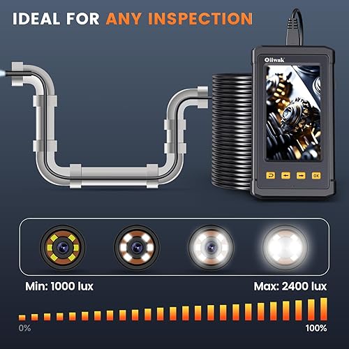 Miniatura 3 de Cámara endoscopio de doble lente Oiiwak de 0315in pantalla IPS de 43 pulgadas cámara de inspección de boroscopio HD 1080P cámara de drenaje de