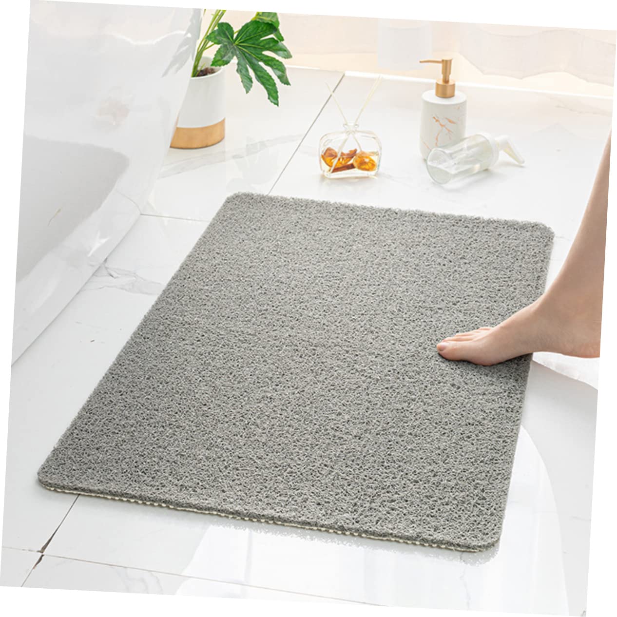 Cabilock Alfombra de Baño Antideslizante Alfombra de Suelo de PVC Tacto Suave Lavable en Máquina para Baño Cocina y Entrada