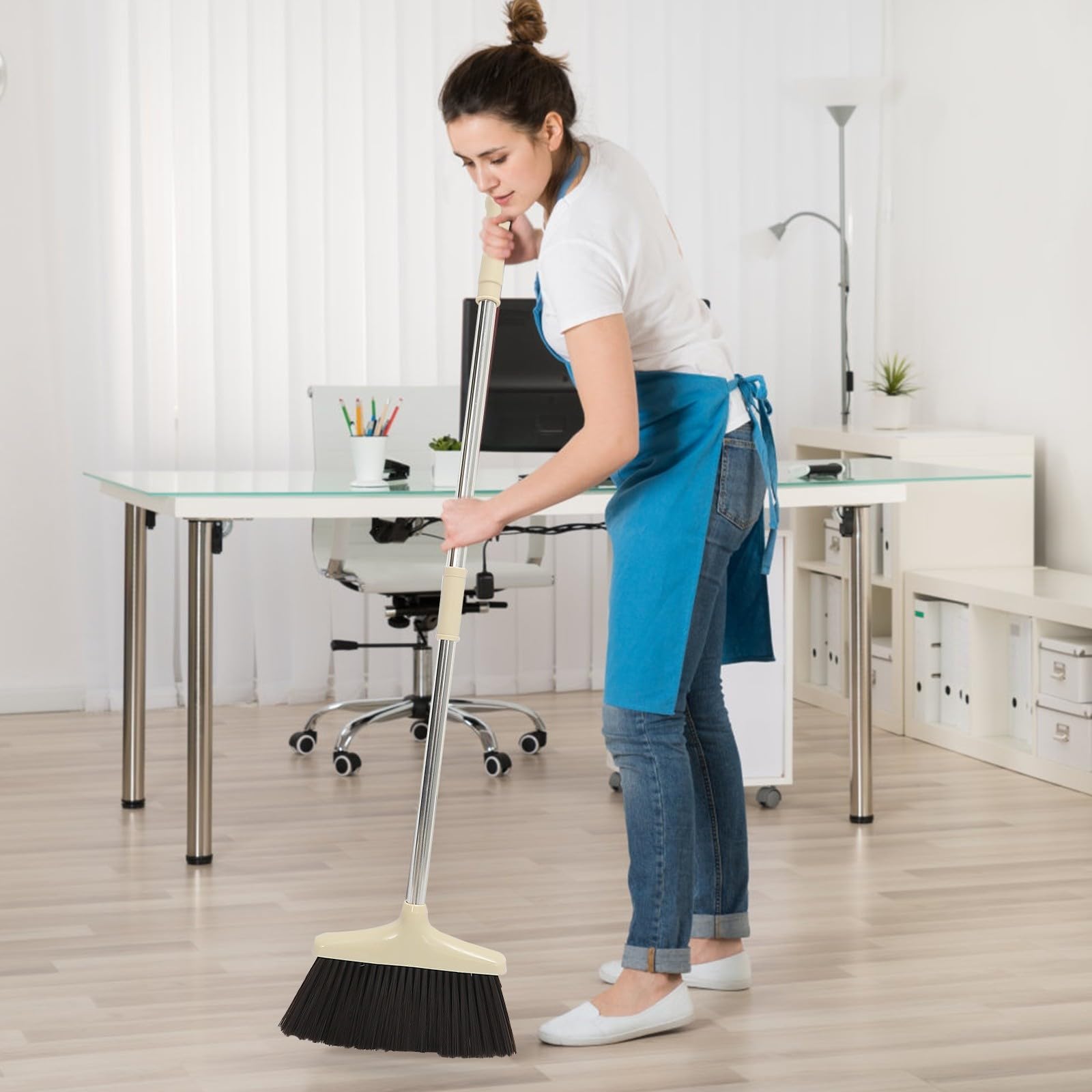 TOPBATHY Escoba y Recogedor de Limpieza para Hogar, Acero Inoxidable