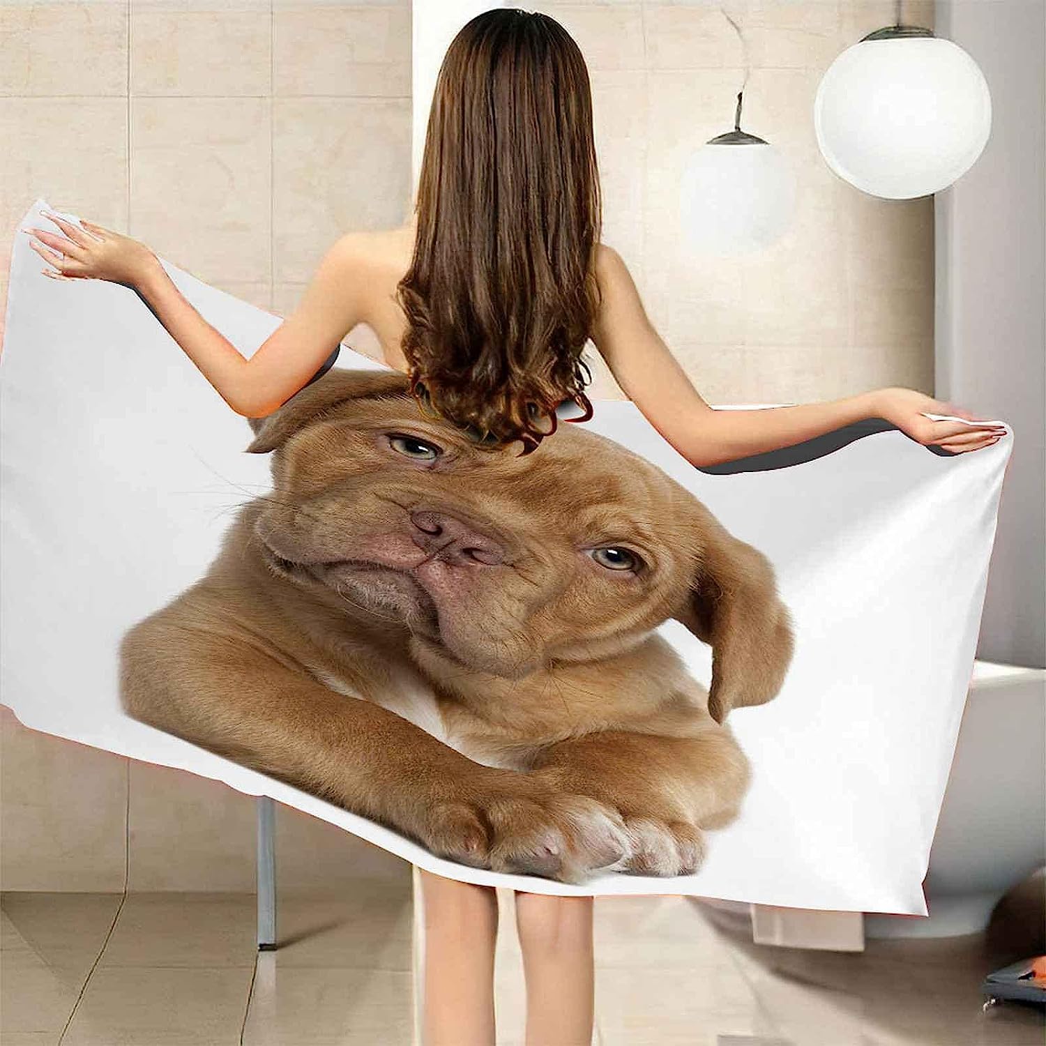 Grande Serviette De Plage, 150 X 200 Cm Serviette De Plage Microfibre, Serviette De Bain Chien Mignon, Serviette De Plage Enfant, Tapis De Plage Anti Sable, pour Salle De Bains -1F2Y-P6C