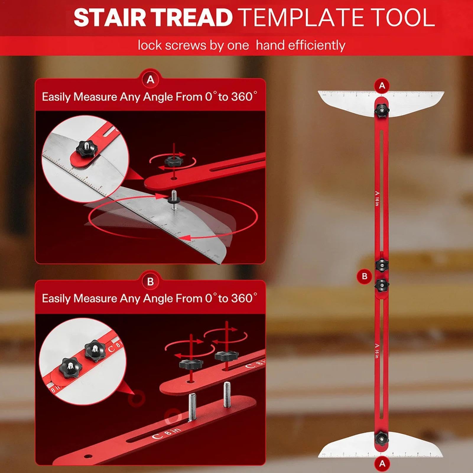 Outils De Coupe D'escaliers | Outils De Jauge De Contremarches | Outil Pour Matériaux En Alliage | Jauge D'escalier Parfaite Avec Des Mesures De 8 Pouces À 60 Pouces Pour Couper Des Escaliers, Des Con