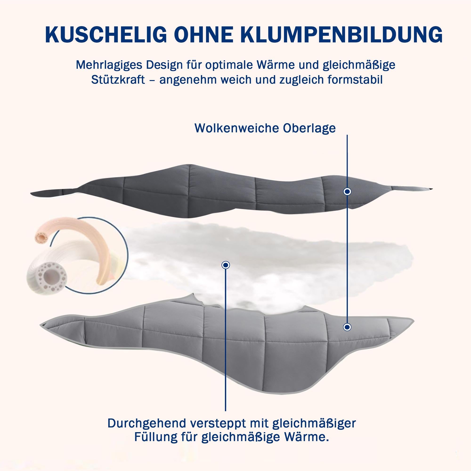 HIG Bettdecken-Set 4-teilig mit 2X Steppdecke 135x200 cm und 2X Kissenbezügen 80x80 cm – Oeko-TEX zertifizierte, kastenförmig genähte Daunenalternative in Grau, mit 1300g Füllung (300 GSM)