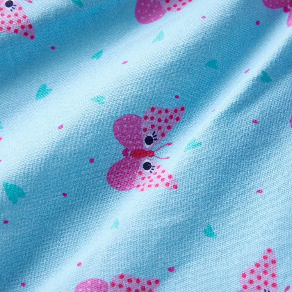 Vestido infantil niña azul verano sin mangas, algodón, volantes, botones, estampado de corazón y mariposa, adecuado para guardería, fiesta, cumpleaños, vacaciones, cómodo, transpirable