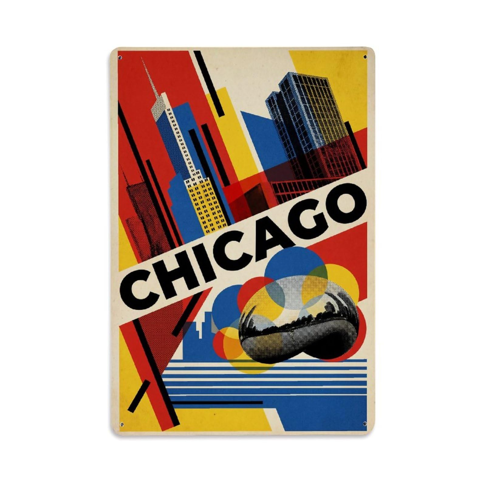 Gead 8X12inch Style Chicago America Travel Retro Metal Tin Sign