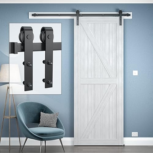 Genius - herrajes para puertas de granero individuales, de hierro, riel estándar de diseño clásico con cojinetes de nailon mejorados, para panel de