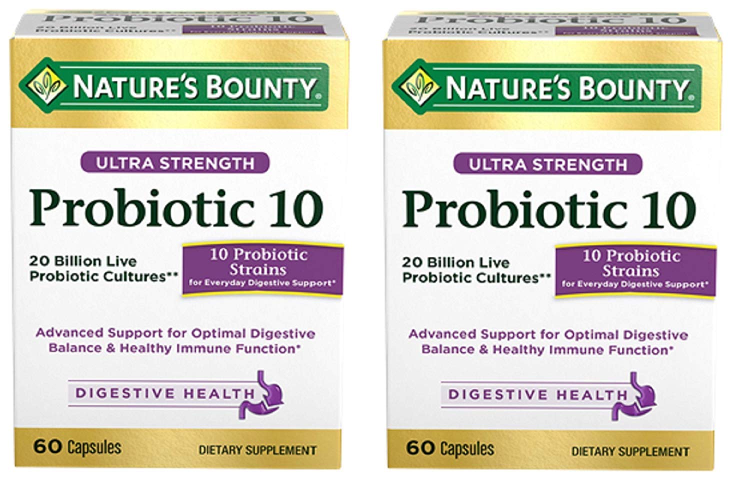 Nature's Bounty Ultra probiotiques 10 Nombre, 60, Lot de 2