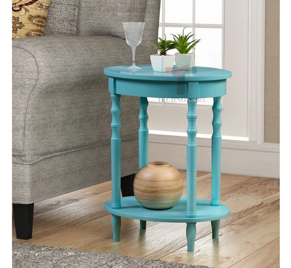 Welltrade Shoppee Engineered Wood End Table with Storage Shelf, Sofa