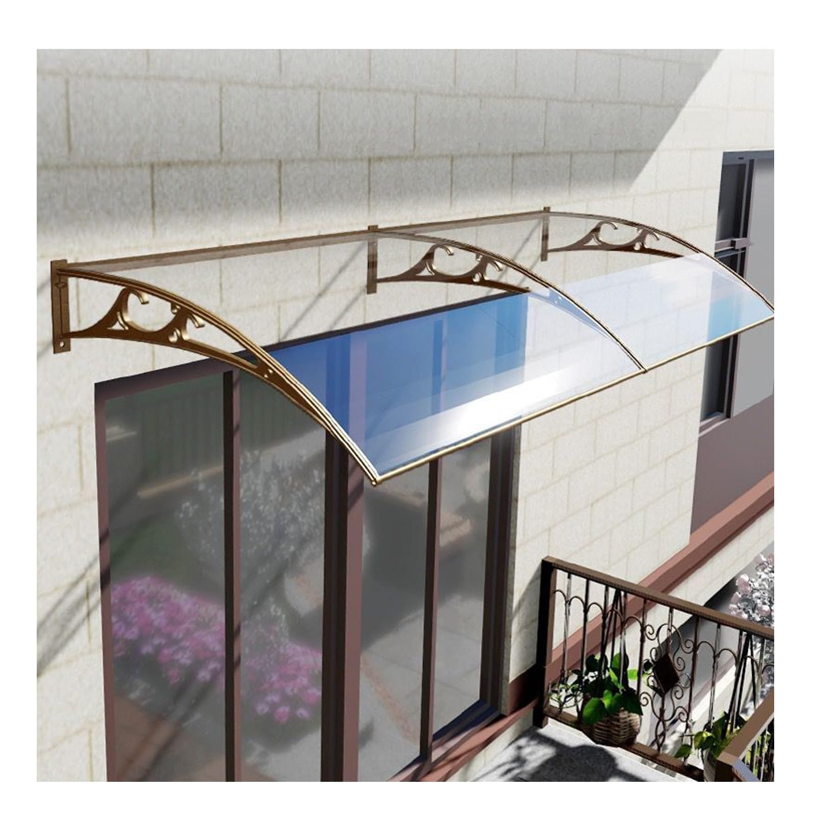 LWJSOCP Modern Aluminum Front Door Canopy Rain Protection Roofing Polycarbonate Aw for Entryway 100x150cm (39x59in) Stylish Outdoor Shelter Perfect for Home Entrance