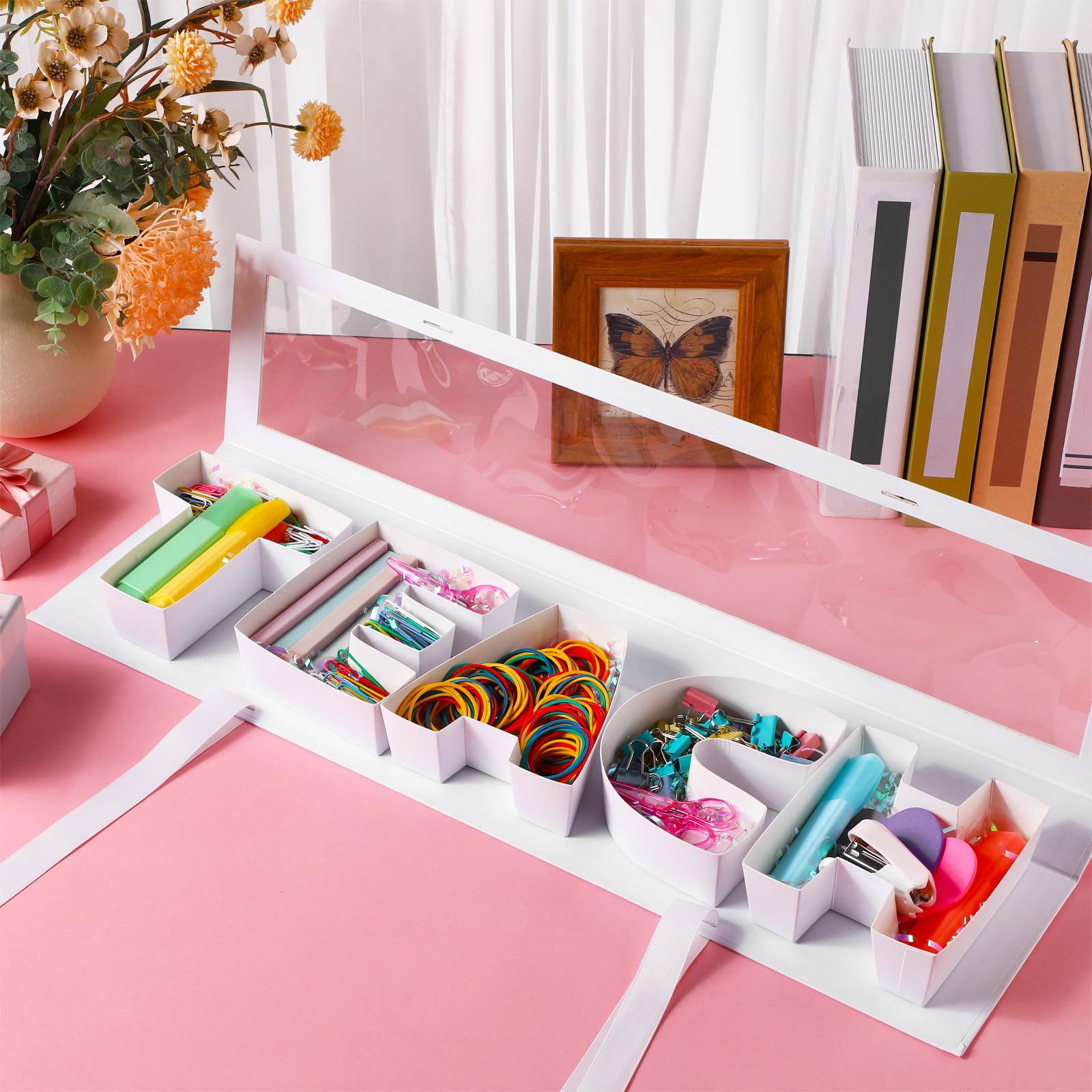 AmazingSpark Back to School Lehrer Geschenkbox mit Schreibwaren Dankeschön Geschenke für Lehrer Lehrer Briefkasten mit Herz Haftnotizen Textmarker Hefter Schere Büroklammern für Schule