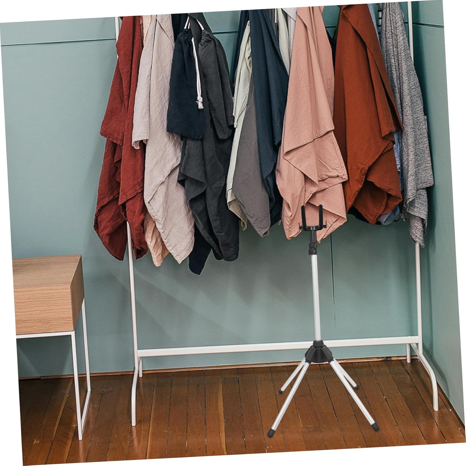SOLUSTRE Adjustable Height Handheld Garment Steamer Rack Foldable Clothes Drying Stand with Sturdy Design for Home and Travel Use Clothes Hanger for Easy Ironing