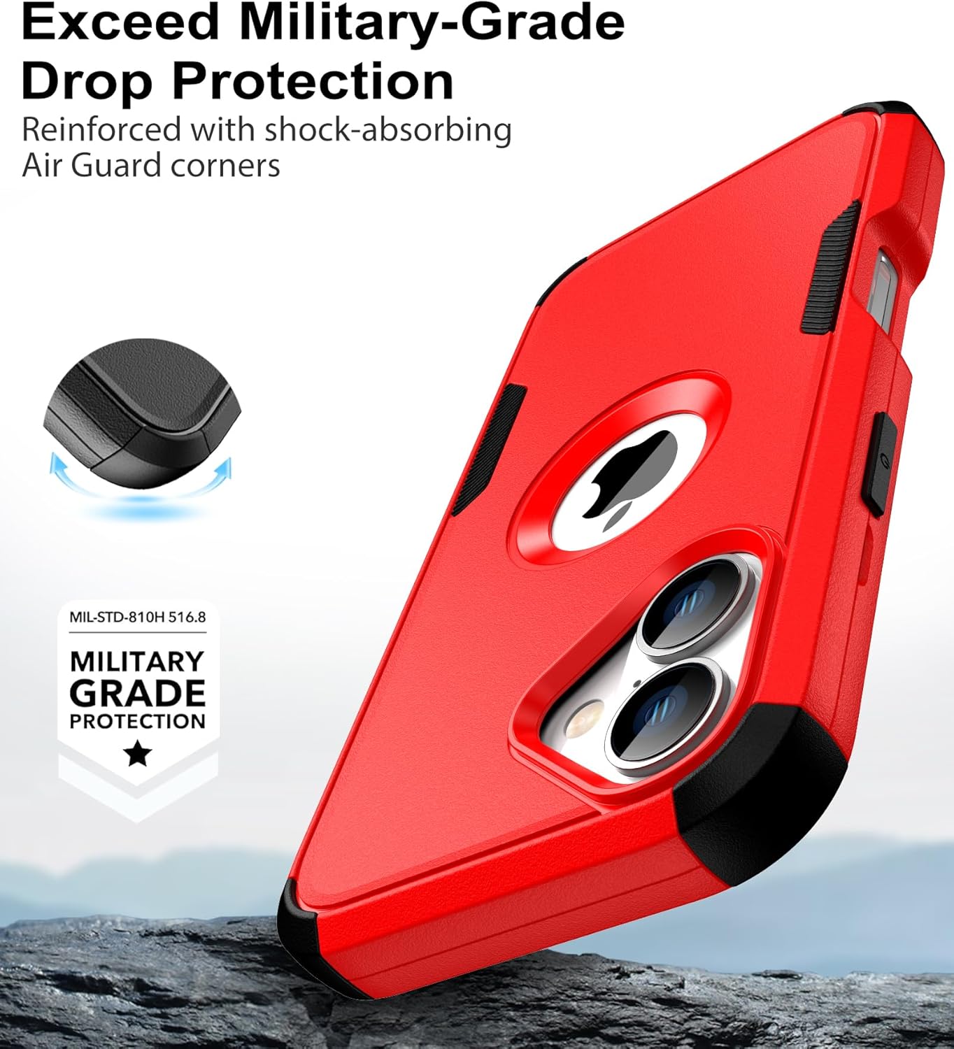 for iPhone 16 Case with Belt Clip Holster,2X Screen Protector, Heavy Duty Protection,Military-Grade Protection,Anti-Drop,Shockproof Phone Cover for iPhone 16 Case,Red-Black