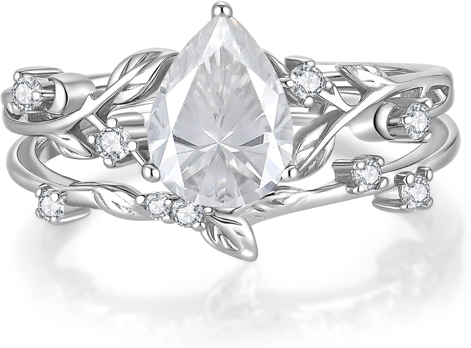 YL Pear/Round/Heart/Kite Cut Leaf Moissanite Engagement Wedding Rings for Women Sterling Silver Infinity Promise Ring for Her