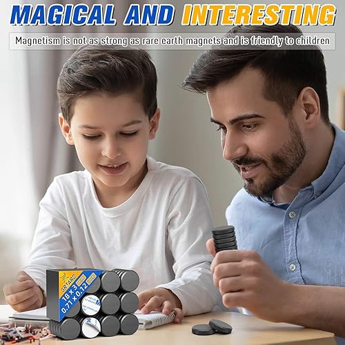 Miniatura 45 de Grtard Paquete de 45 imanes de cerámica con respaldo adhesivo, disco redondo pequeño para manualidades, bricolaje, ciencias, pasatiempos, proyectos