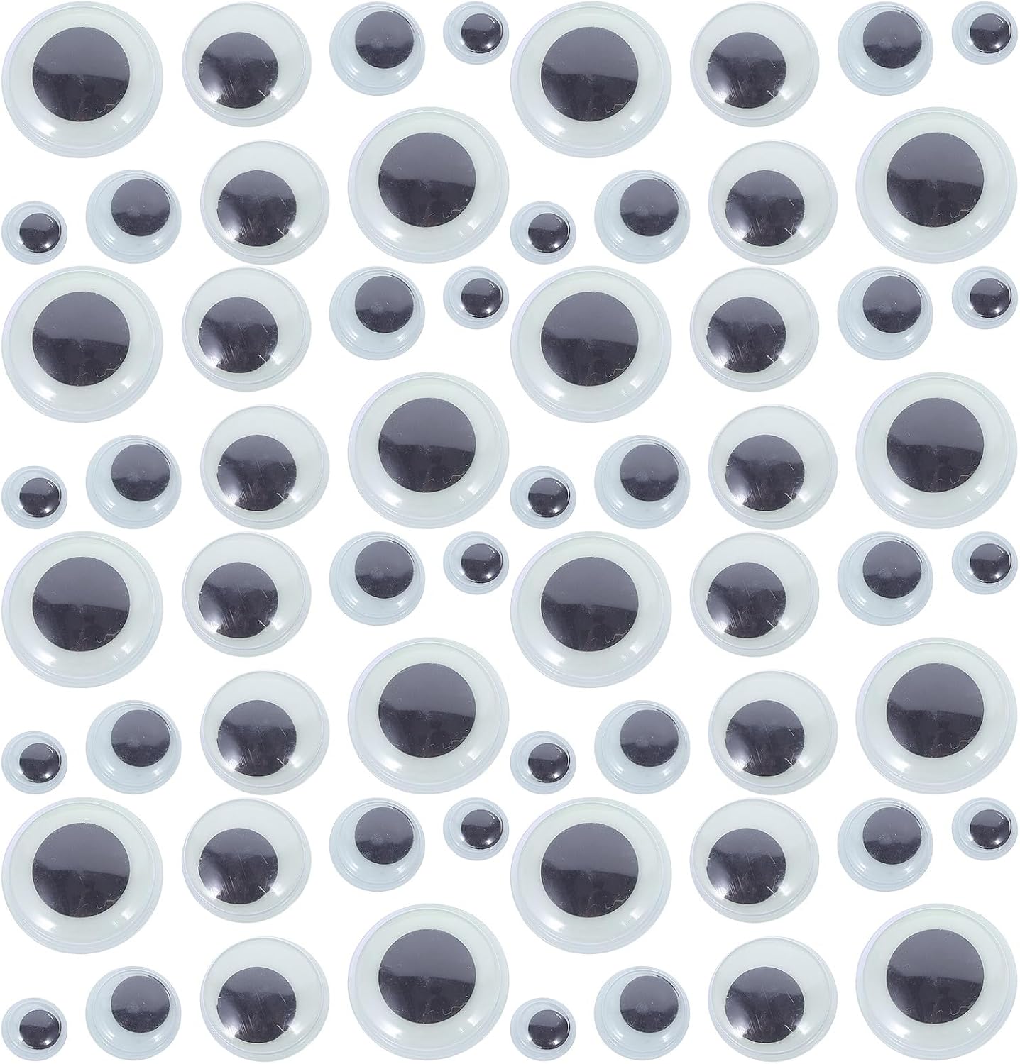 VOSAREA 300pcs Glow in Dark Googly Eyes, Self Adhesive Wiggle Eyes for Crafts, Halloween Decoration, DIY Doll Making, Multi Size 10/15/20/25mm