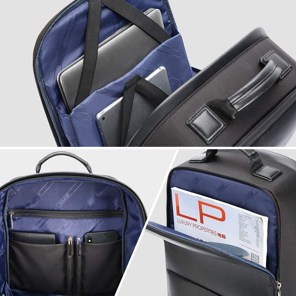BOPAI Antifurto Zaino per Computer PC Portatile Notebook Impermeabile per Laptop Business da Uomo da 15,6 Pollici con Porta USB di Ricarica Nero