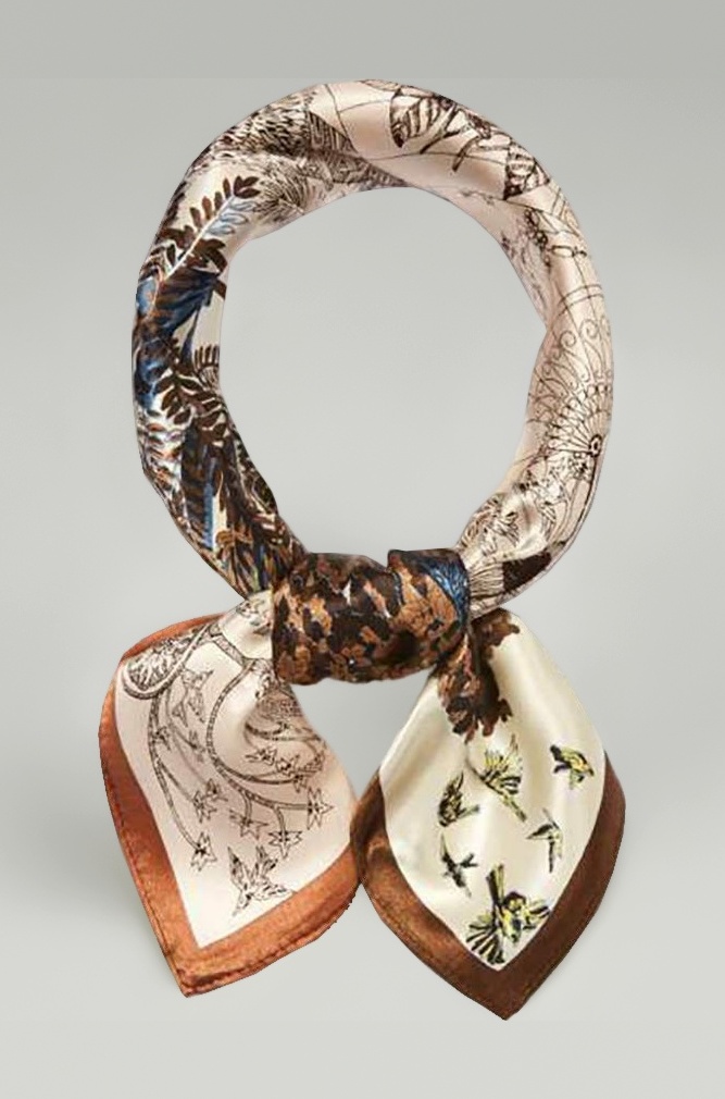 100% Pure Mulberry Silk Scarf -21” Lightweight Small Square Neckerchief – Breathable Digital Printed Scarves with Gift Packed