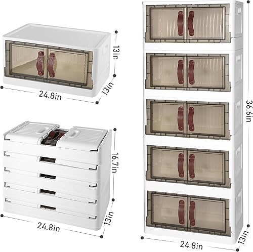 Miniatura 3 de Contenedores de almacenamiento de plástico con tapas, gabinete de almacenamiento de 200 cuartos de galón (50 galones), paquete de 5 organizadores