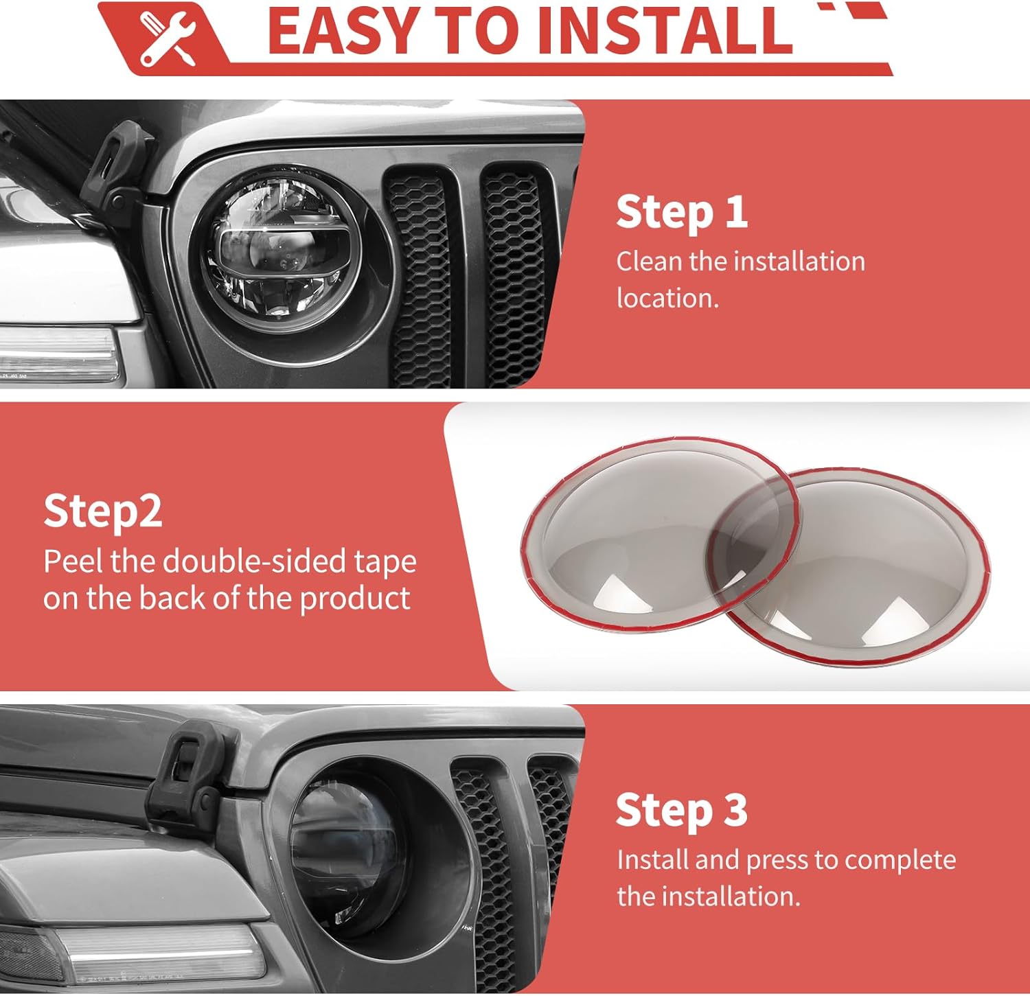 Smoked Black Front Headlight Covers Front Light Trim Head Lamp Overlay Exterior Accessories Fit for Jeep Wrangler JL JLU and Gladiator JT 2018+