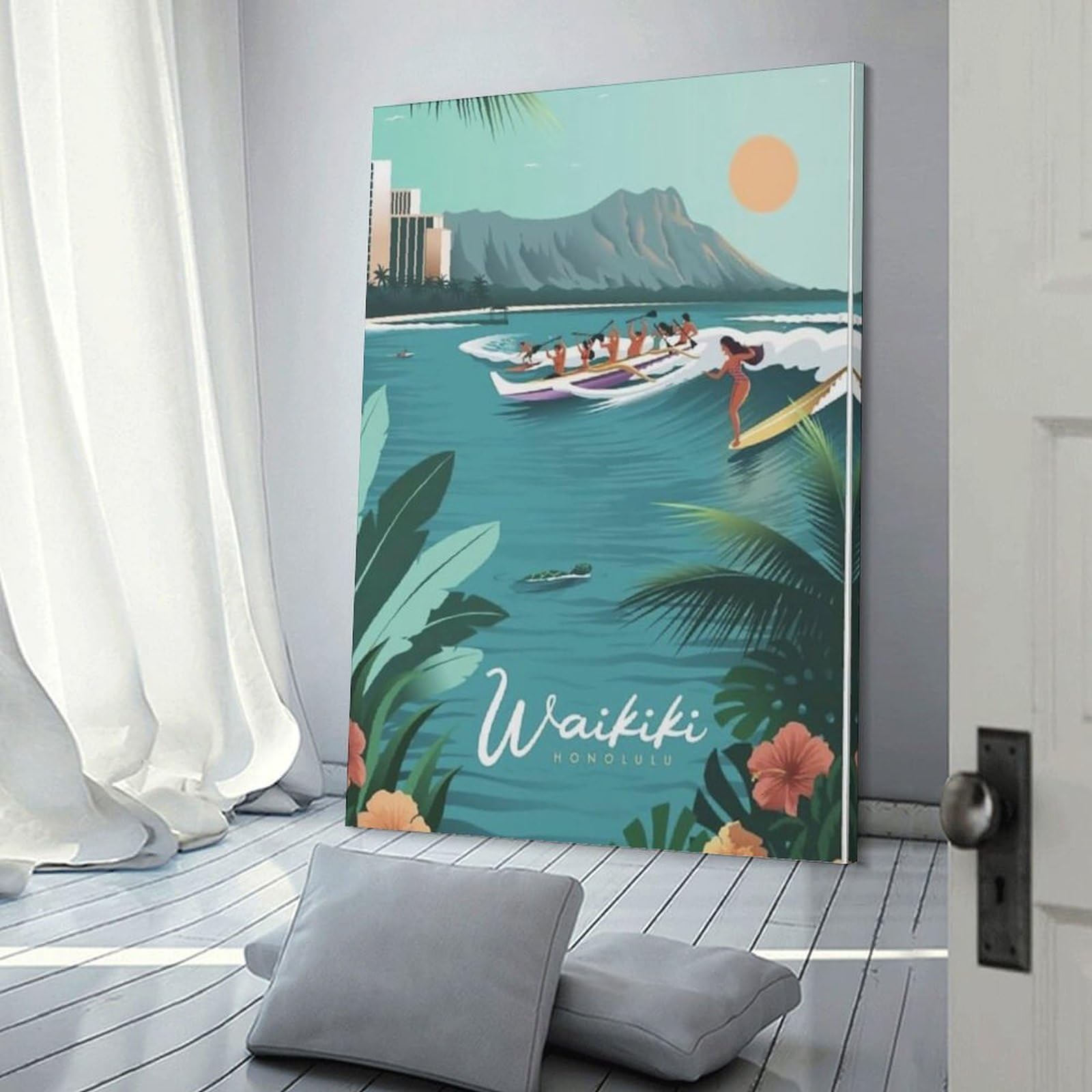 Amazon.co.jp: ワイキキ ホノルル ハワイ サーフ ビンテージ 旅行 印刷