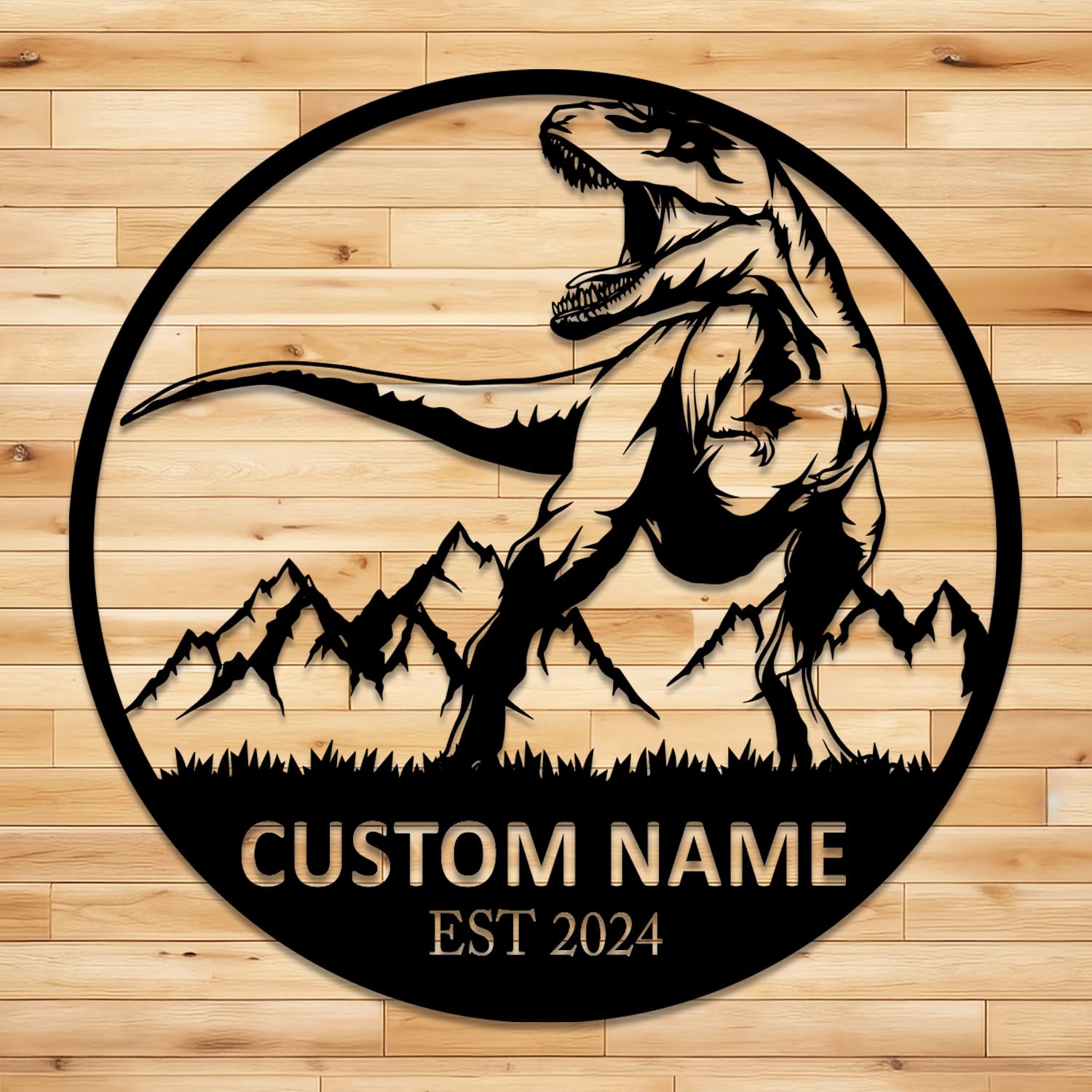 Custom Triceratops Dinosaur Metal Wall Art,Custom Dinosaur Name Sign,Personalized Jurassic Cretaceous Dino Name Sign Home Decor Kid Nursery Decoration,Gift for Kids (Dinosaur A)