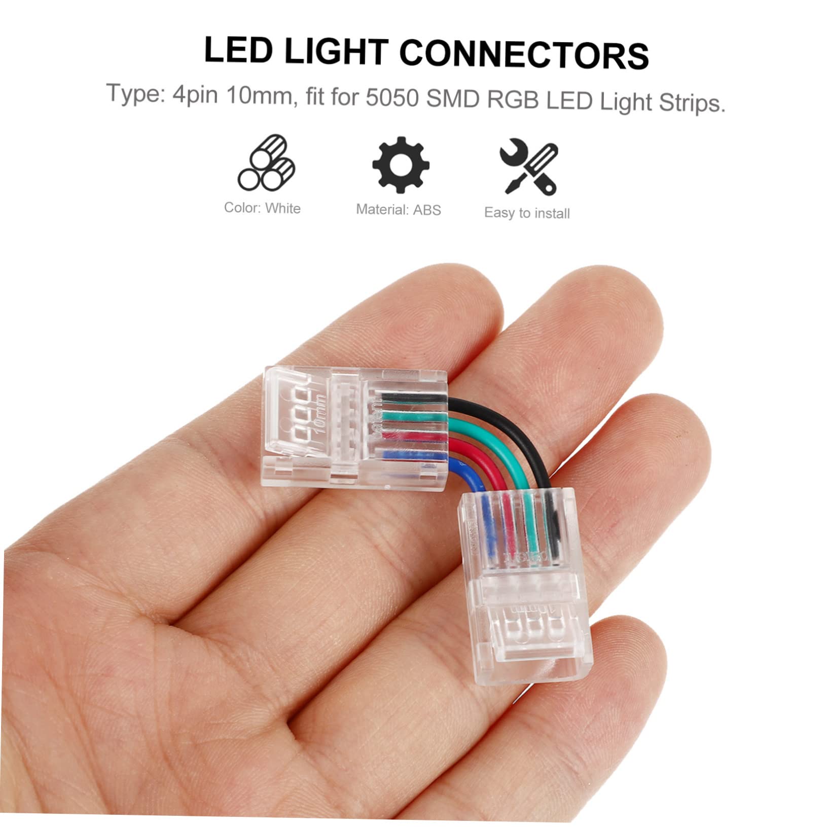 Alipis 4 Sets Vielseitige -streifen-lichter-anschlüsse 10 Mm Kein Löten Passend Für 5050 Smd Rgb-streifen 10 Stück * 4
