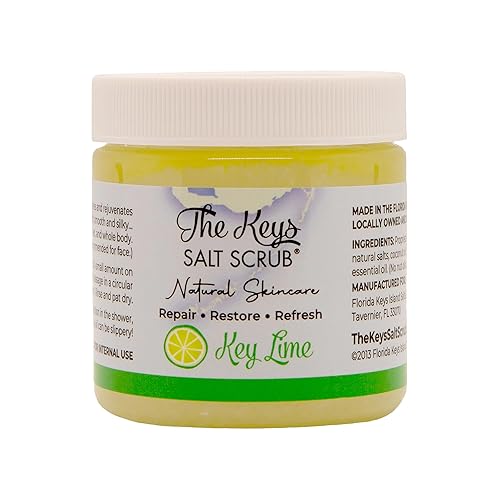 Miniatura 75 de The Keys Salt Scrub -Exfoliante de sal marina - Exfoliante corporal con cuchara de madera - Exfoliante hidratante para manos, pies, baño, (3.4 onzas