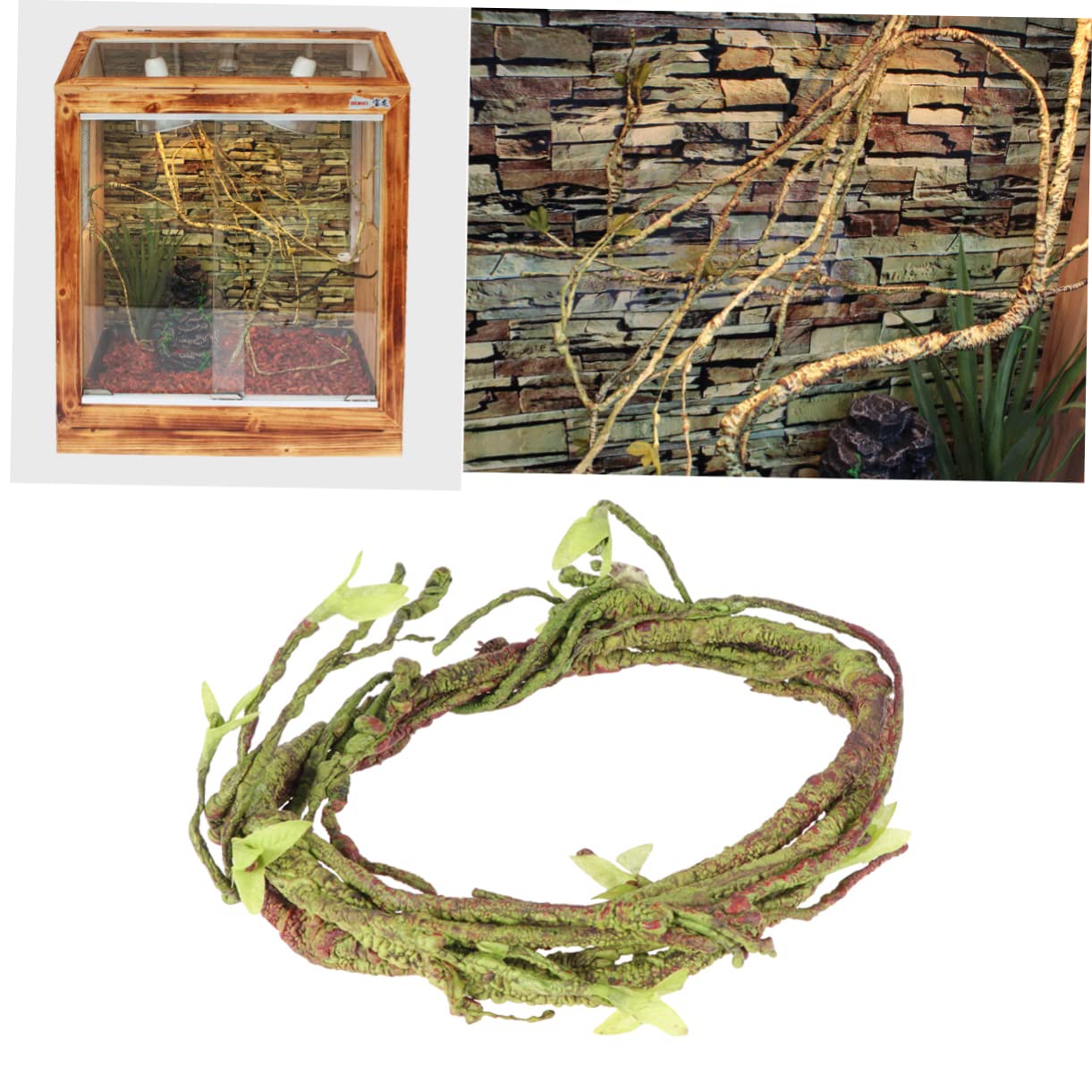 3pezzi Rattan Simulato Per Paesaggi Reptili Viti Artificiali Per Terrari Decorazione Per Habitat Di Rettili e Flessibile Per Lucertole e Altri Animali Esotici