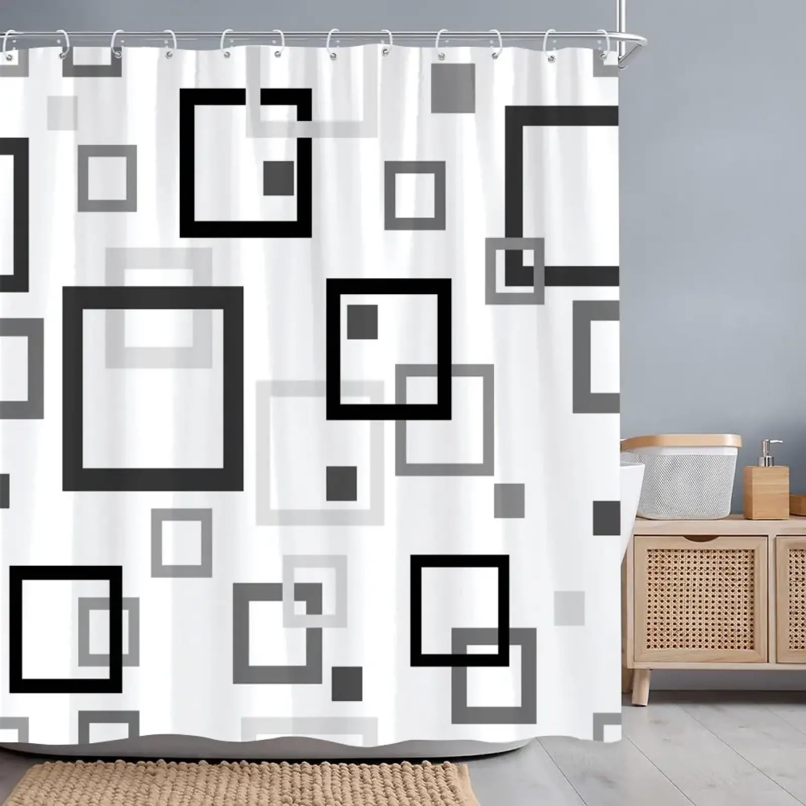 Rideaux de douche moderne pour une salle de bain style loft