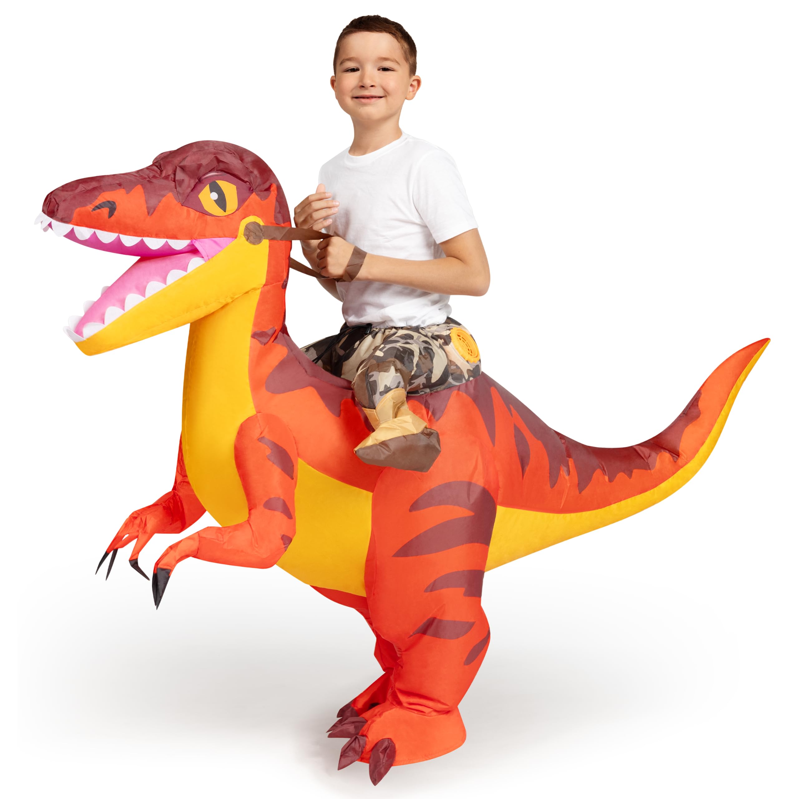 Buy Spooktacular Creations Kids Inflatable Costume, Riding a Red Raptor Costume, Rideon Air