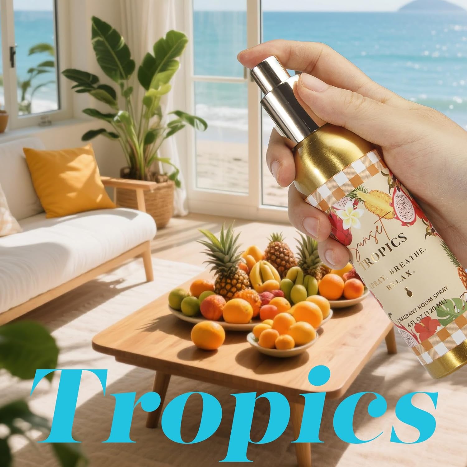 Room Spray, Tidal Coconut, Woven Ocean, Sunset Tropics, 3 Pack, Each 4 fl oz, Air Freshener for Home, Long-Lasting Odor Eliminator for Bathroom and Office - Image 7