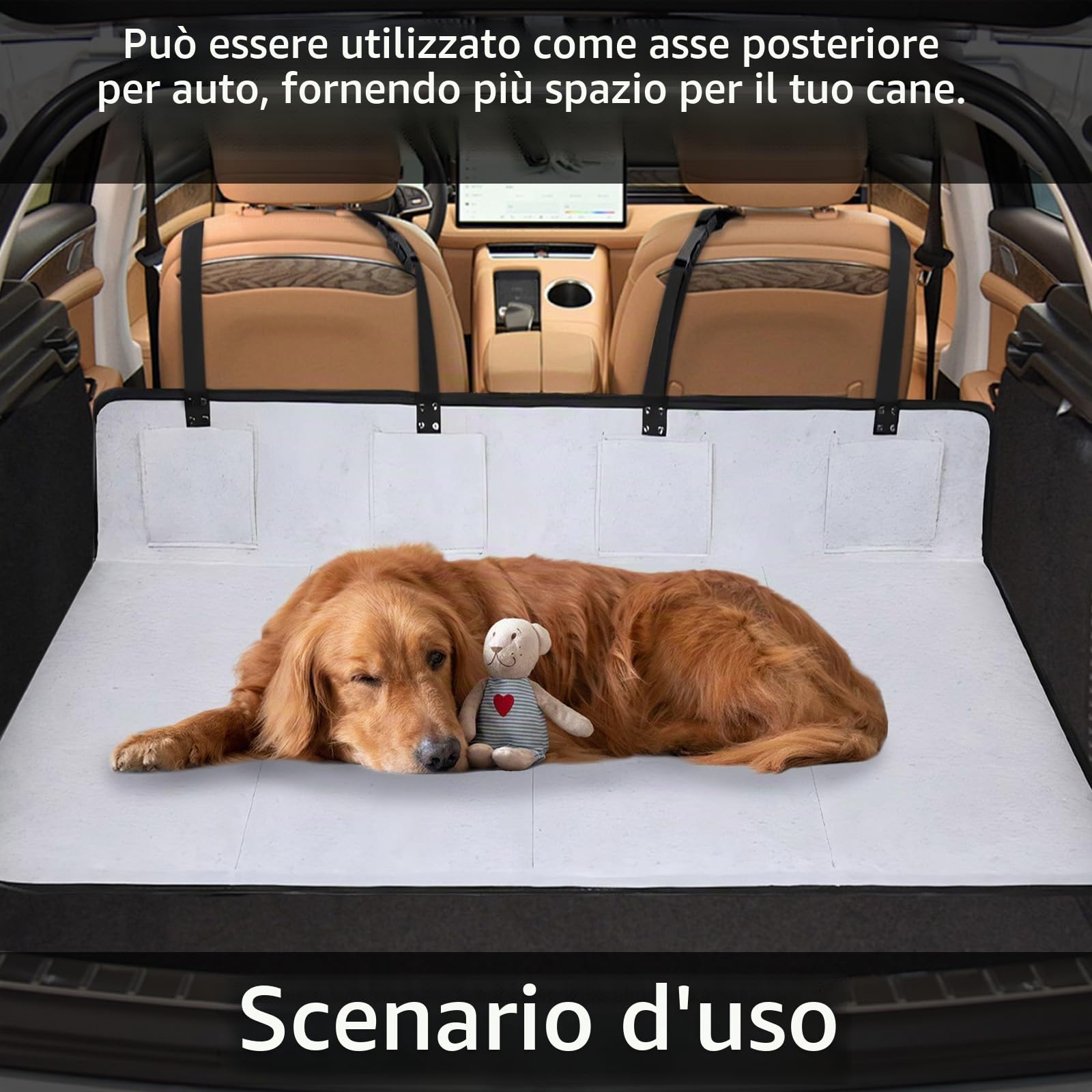 Ponte Per Sedile Posteriore Auto, Sedile Posteriore Pieghevole Per Cani Estensione Per Sediles Posteriore Autos Per Cani Per La Maggior Parte Delle Auto Suv Grigio Chiaro 125x55x2 Cm