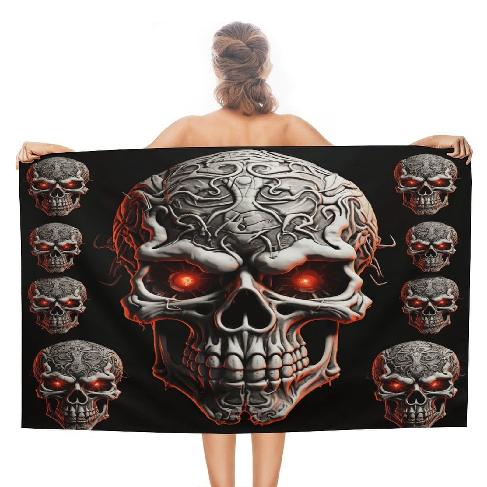 FekiLoot Evil Skull Beach Towel Absorbent & Quick Dry Pool Towels 31 X 51 Inches Extra Large Sandfree Beach Blanket Towels Soft Lightweight Travel Towel for Swim Yoga Camping