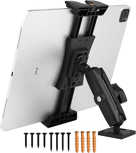 Soporte para tablet de automóvil, base de taladro resistente, soporte para tableta de camión, para iPad, Samsung Tab de 5 a 13 pulgadas, tableta y