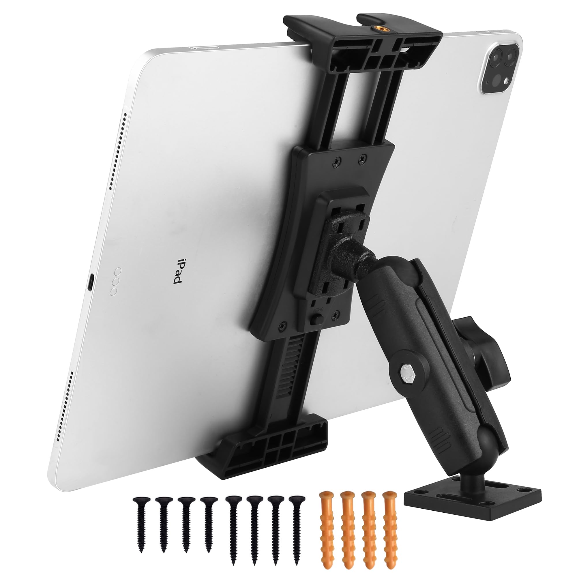 Car Tablet Holder Heavy Duty Drill Base Truck Tablet Mount for iPad Samsung Tab 5-13 Tablet and Phone