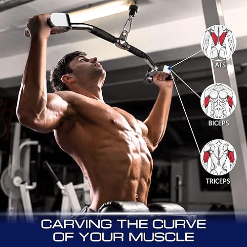 Miniatura 7 de Yes4All Neutral Paddle Grip LAT Pull Down Bar, Range of Motion Spreader Handle Cable Attachments