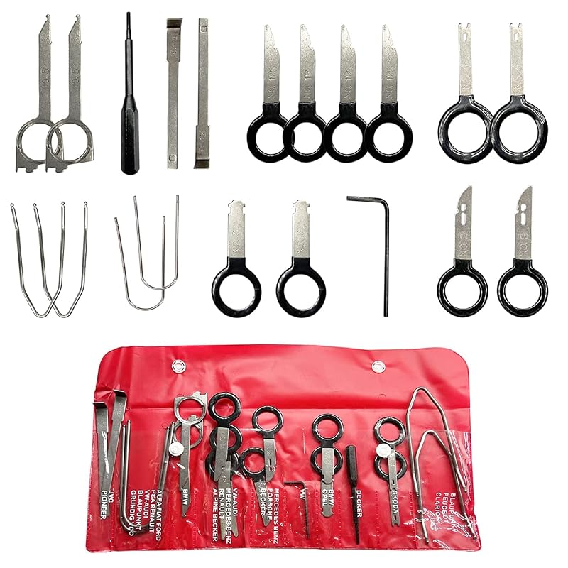 Kit de Ferramentas para Remoção de Rádio Automotivo DIN AFA Tooling Approved for Automotive com 20 Peças