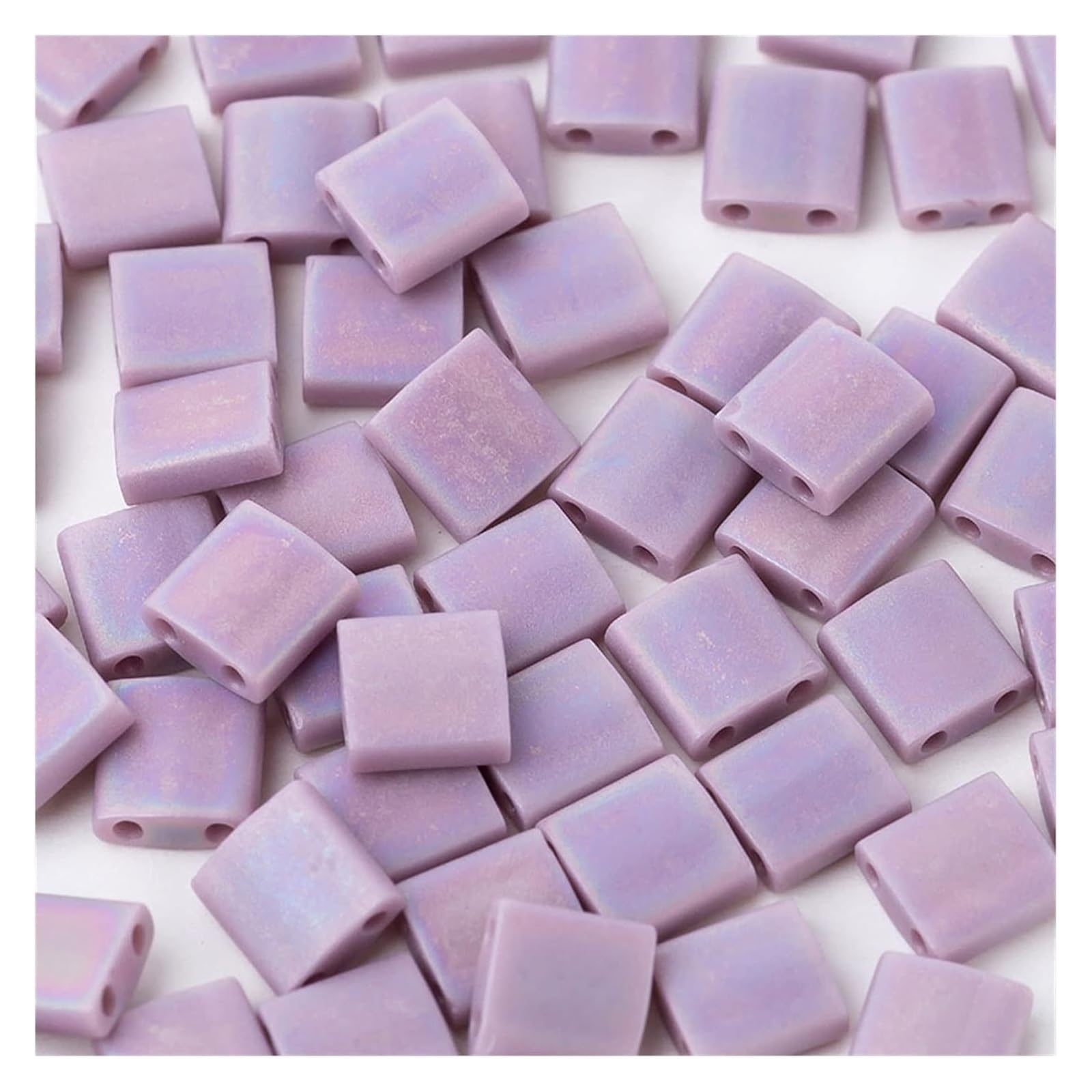 Cuentas de dos agujeros, For DIY Bracelet Rainbow 2 Hole Bead Flat Square(Tl410fr)