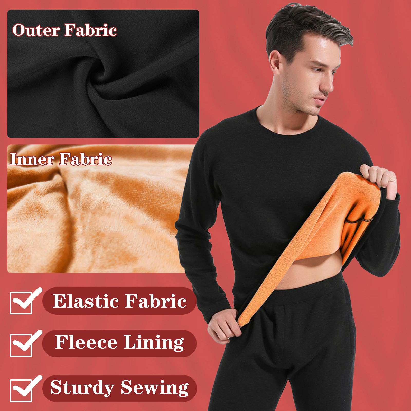 Set di Biancheria Termica Riscaldata da Uomo E Donna con Pile, Maglia Lunga John Riscaldamento Controllo App Strato Base (Senza Batteria)