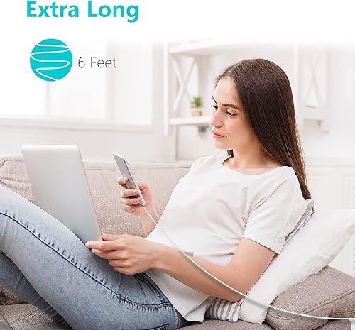 Miniatura 5 de Cargador para iPhone certificado Apple MFi AEAOA 2 paquetes de 6 ft USB a Lightning Cable de alimentación de carga rápida Cable de transferencia de