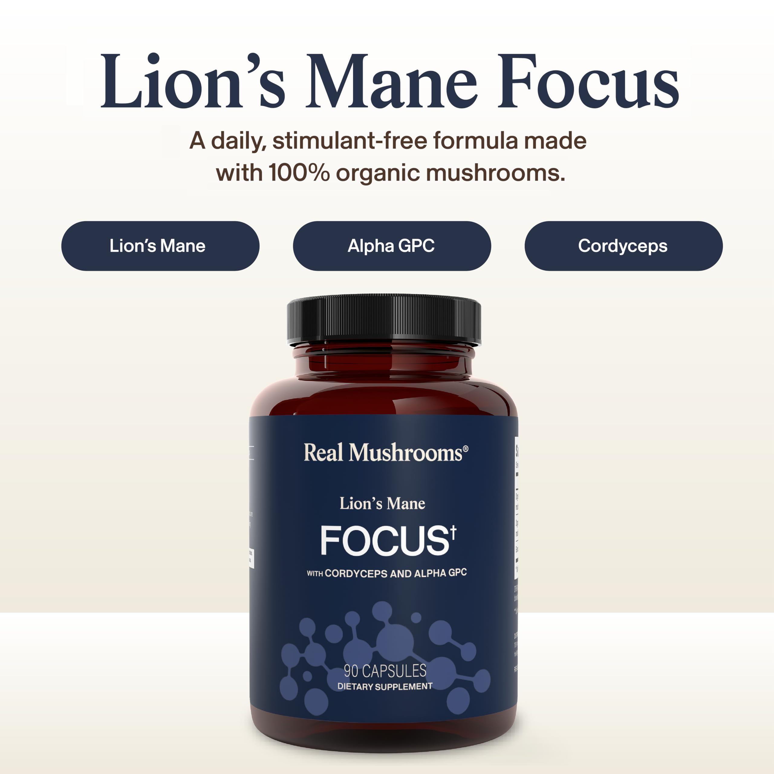 Real Mushrooms Lion's Mane Focus Capsules with Alpha GPC, 90ct — Amazon image 3