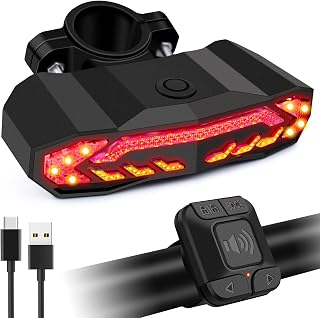 NineLeaf Bike Alarm with Remote Control, Anti Theft Bicycle Alarm with Electric Bell, Bike Rear Alarm, Bike Alert for Safety Night Day Riding IP64 Waterproof USB Rechargeable Auto ON/OFF