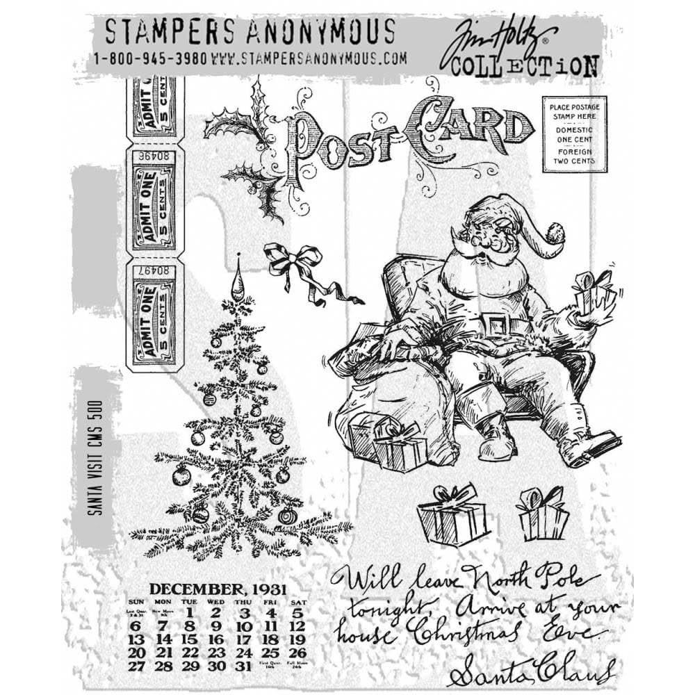 Art Gone Wild Tim Holtz Cling Rubber Stamps - Santa Visit Cms500